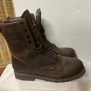 Justin  Work Boots Drywall Waterproof Steel Toe Brown Leather Size 11 D